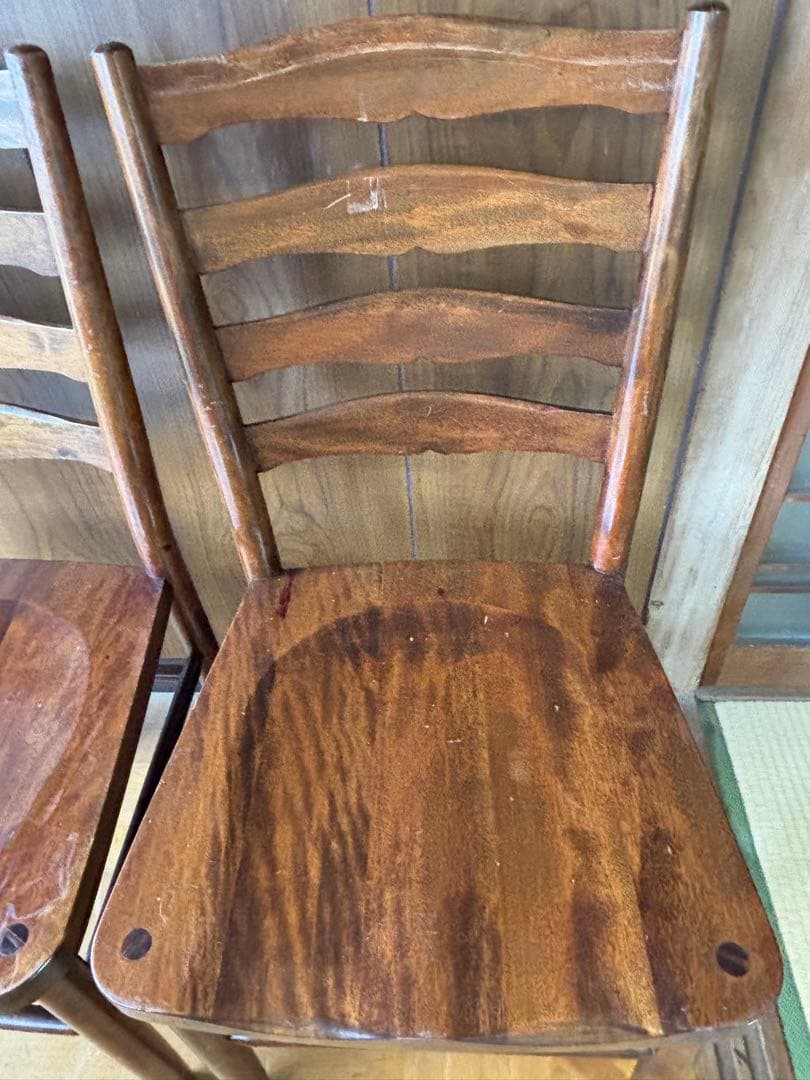 ヴィンテージ！木製ラダーバックチェア 2脚セット【中古品】