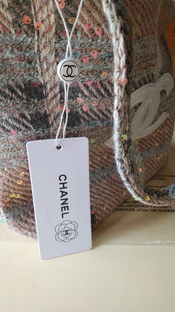 CHANELビューティーノベルティツイードスパンコールトートバック