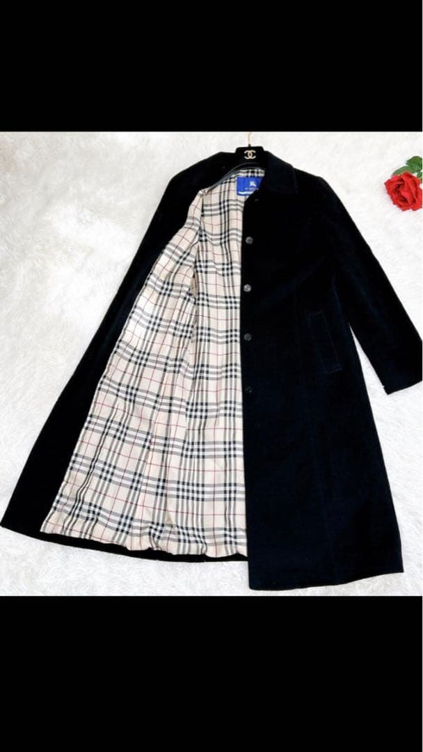 極美品✨　バーバリー　ブルーレーベル　ロング　コート　アンゴラ　ウール　ブラック