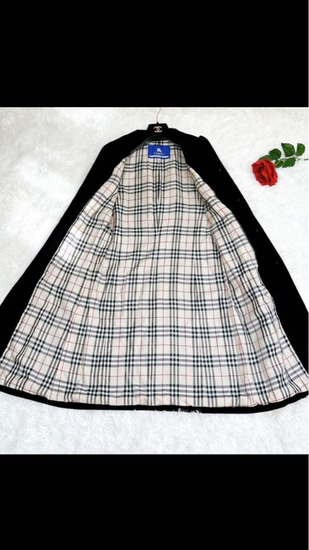 極美品✨　バーバリー　ブルーレーベル　ロング　コート　アンゴラ　ウール　ブラック