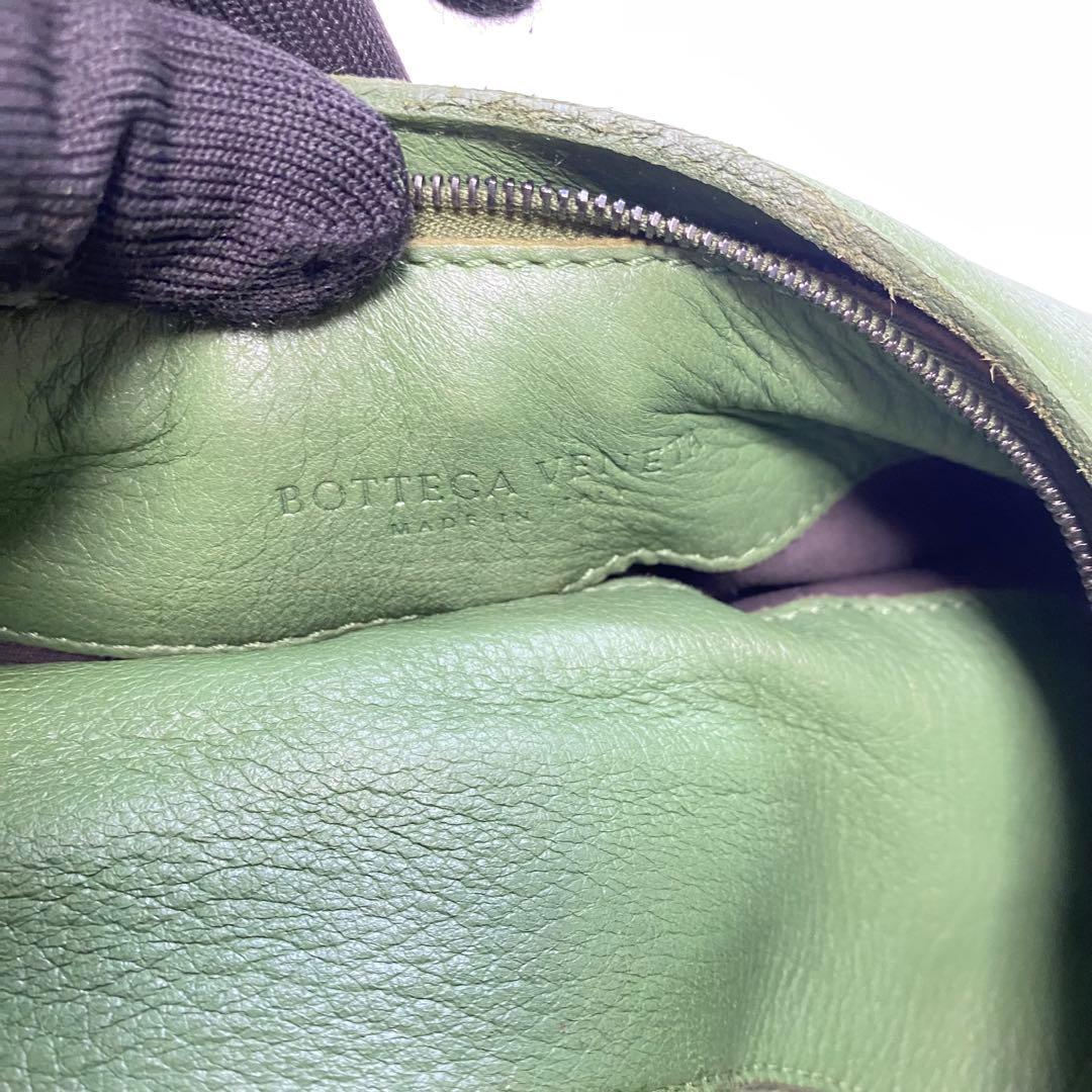 ボッテガヴェネタ グリーン ワンショルダーバッグ 編み込みハンドル