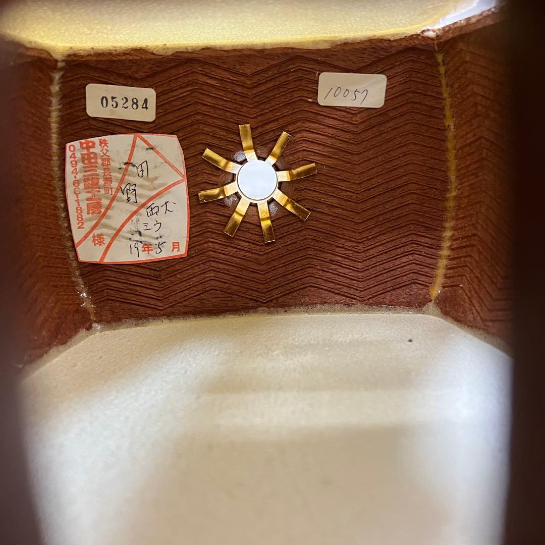 トチ多数　津軽三味線　子持ち綾杉胴　三つ折　紅木　金細　正寸　ジャンク　現状品