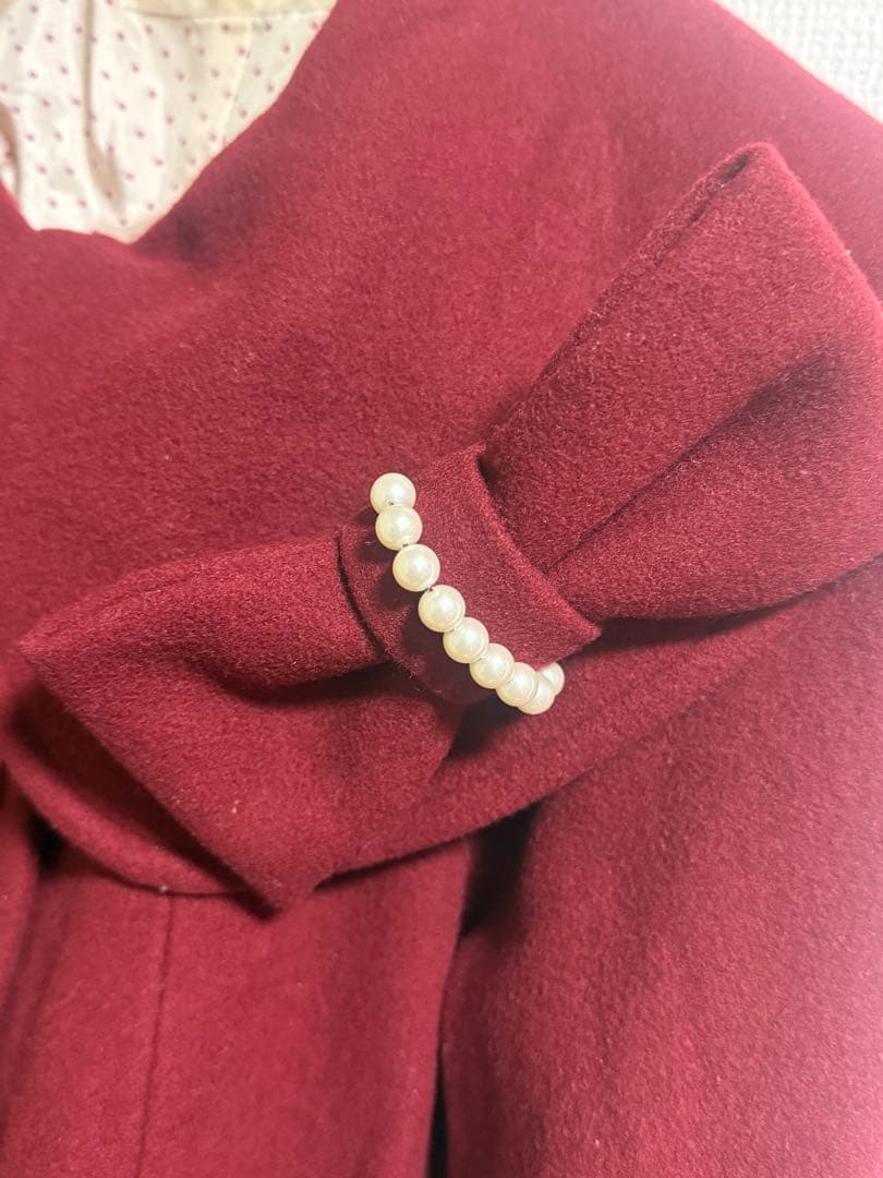 Leur getter リボンコート　赤　Aラインロングコート　ルルゲッタ