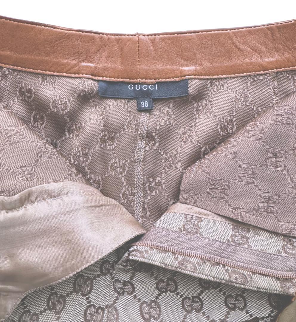 GUCCI レザー トリム付き GG キャンバス ショートパンツ サイズ38