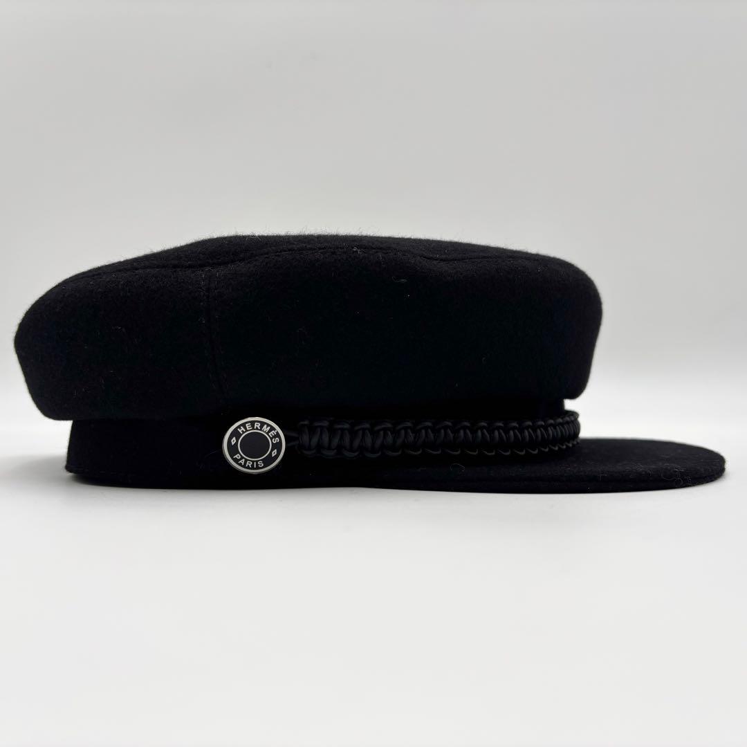 極美品 エルメス セリエ ドーヴィル カシミヤ キャスケット ブラック