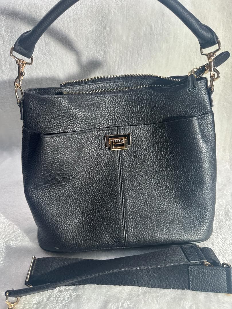 ATAO アタオ　ウィークエンド　ショルダーバッグ　レザー　ブラック