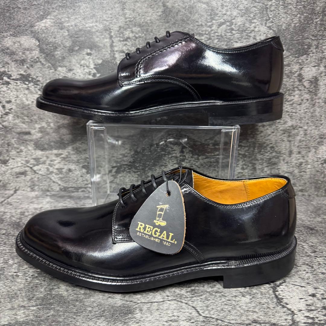 【新品未使用】REGAL プレーントゥ 2504 ガラスレザー ブラック 26