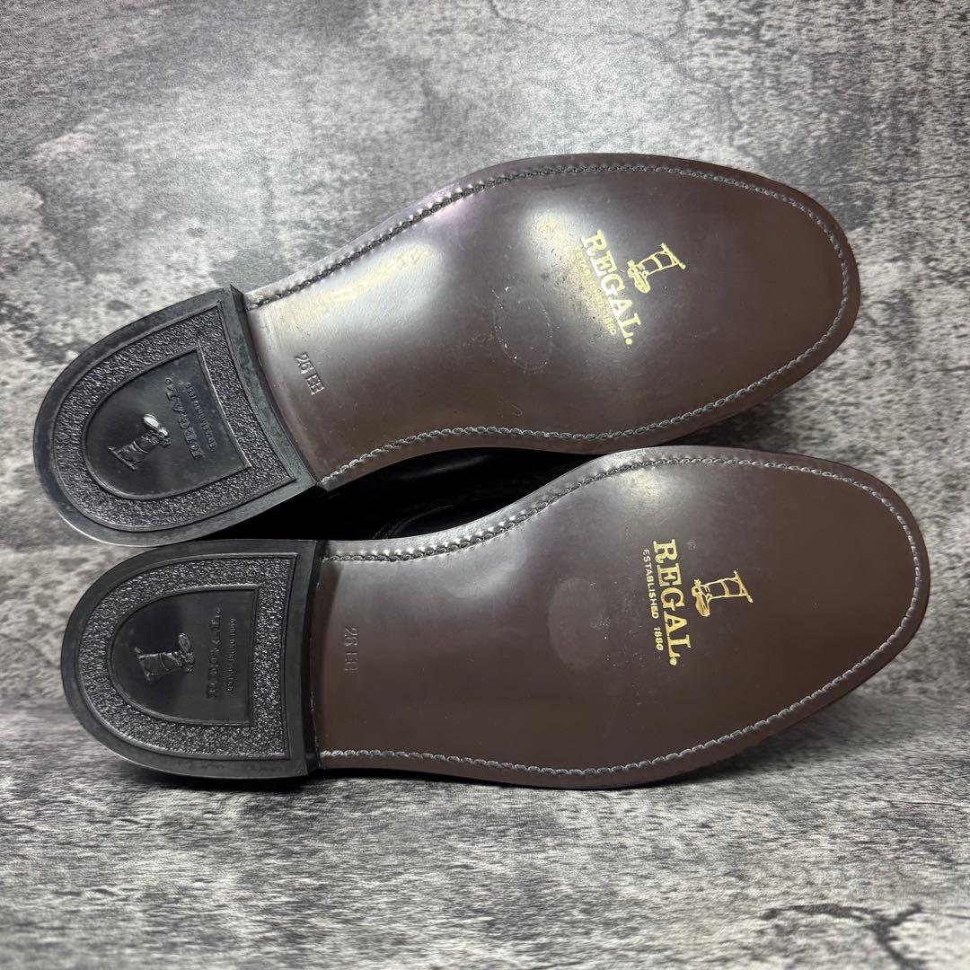 【新品未使用】REGAL プレーントゥ 2504 ガラスレザー ブラック 26