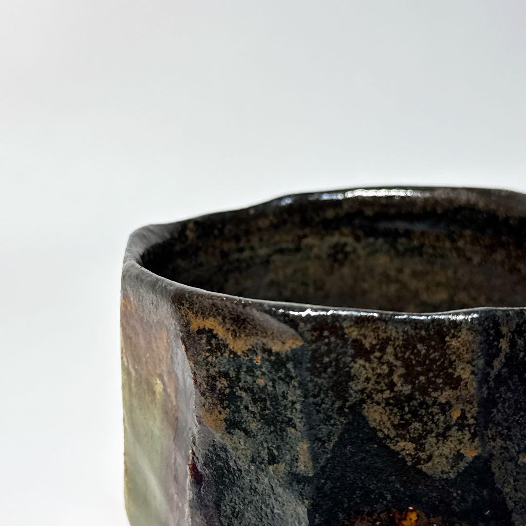 【共箱共布付き】瀧口喜兵爾 鬼織部茶碗 茶盌 窯変 名工 在銘 茶器 茶道具