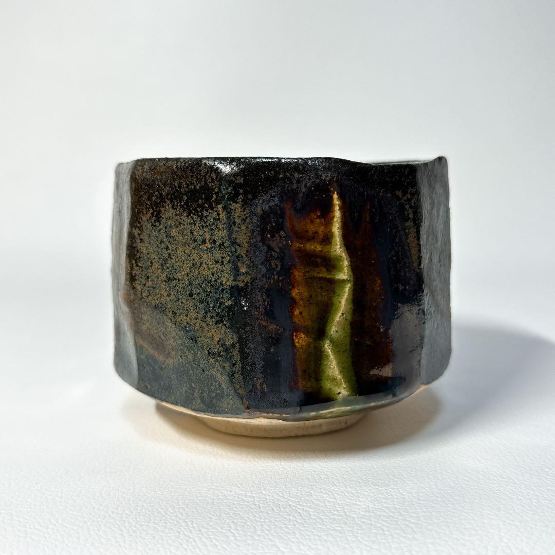 【共箱共布付き】瀧口喜兵爾 鬼織部茶碗 茶盌 窯変 名工 在銘 茶器 茶道具