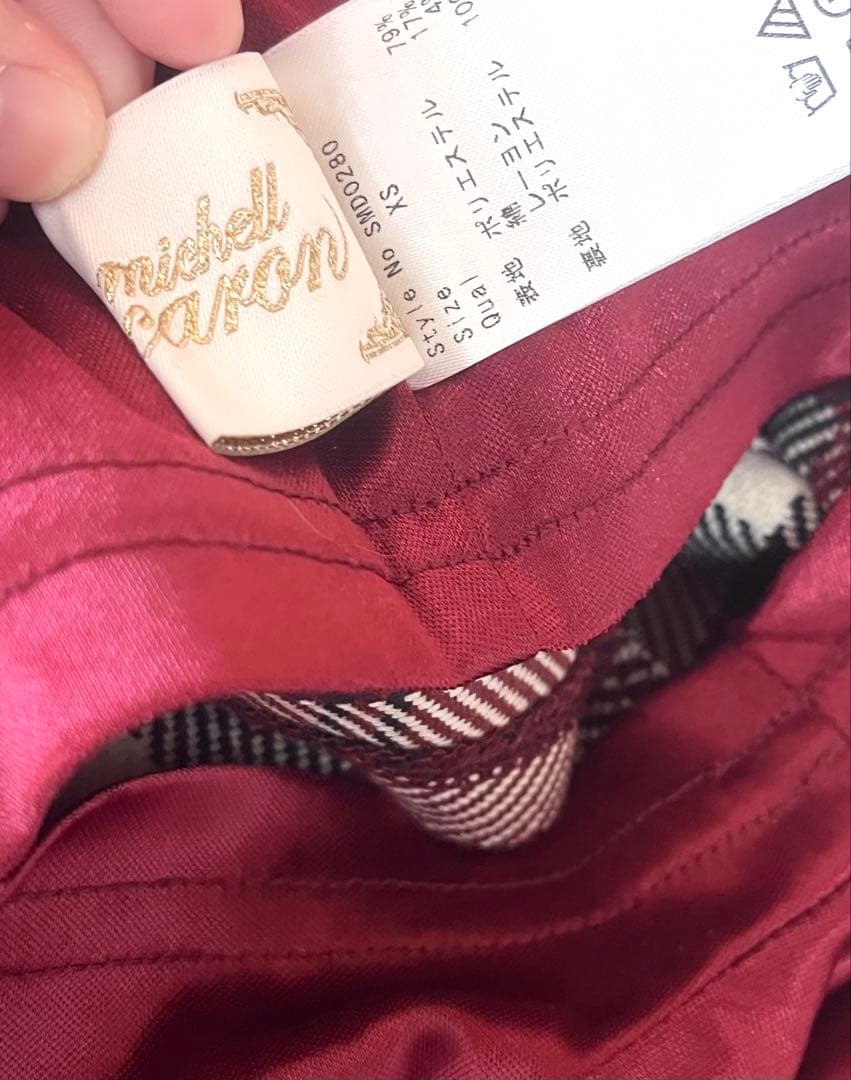 ミシェルマカロン フレアチェックスカート レッド 赤 チェックスカート XS