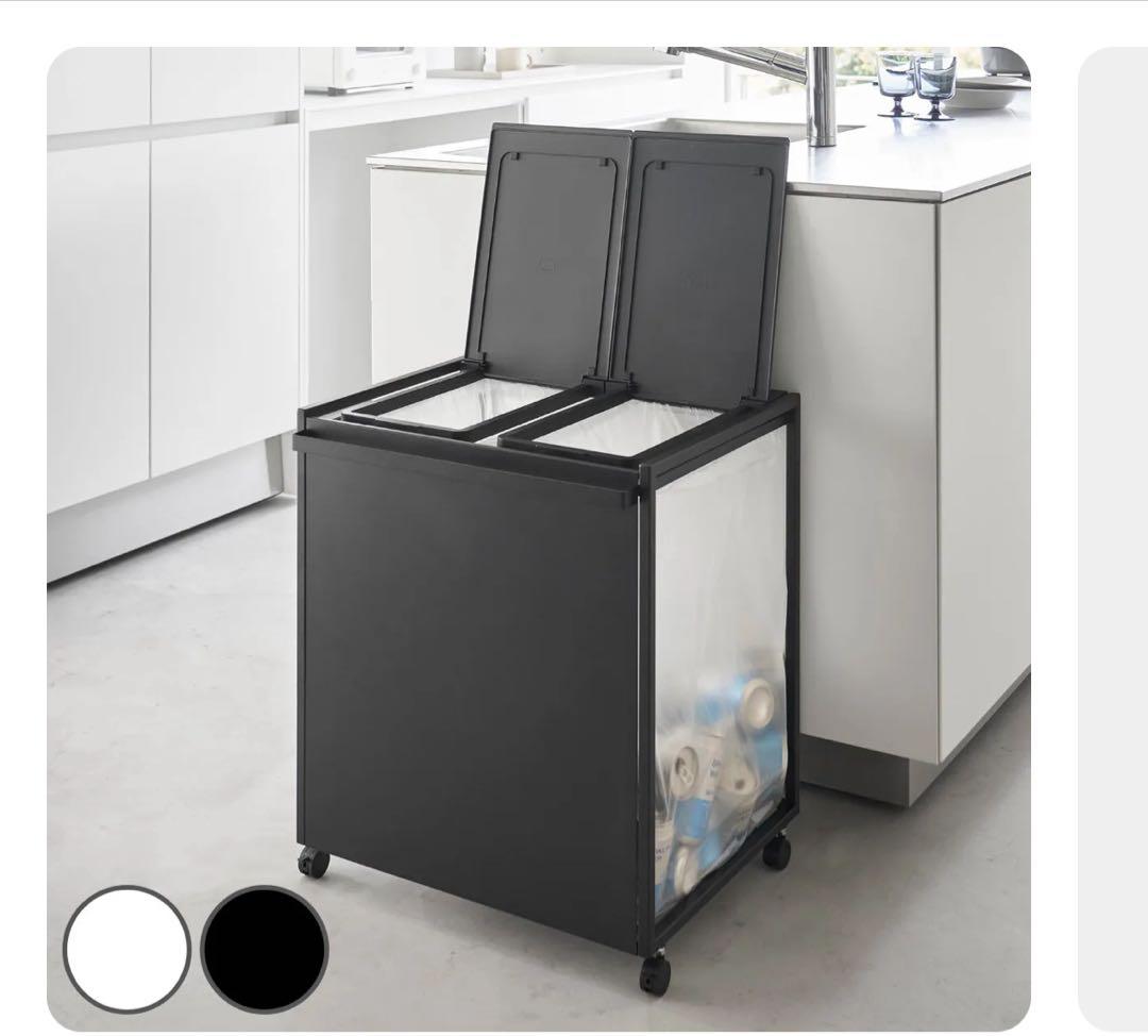 tower 45L分別ゴミ箱 ブラック キャスター蓋付き　山崎実業