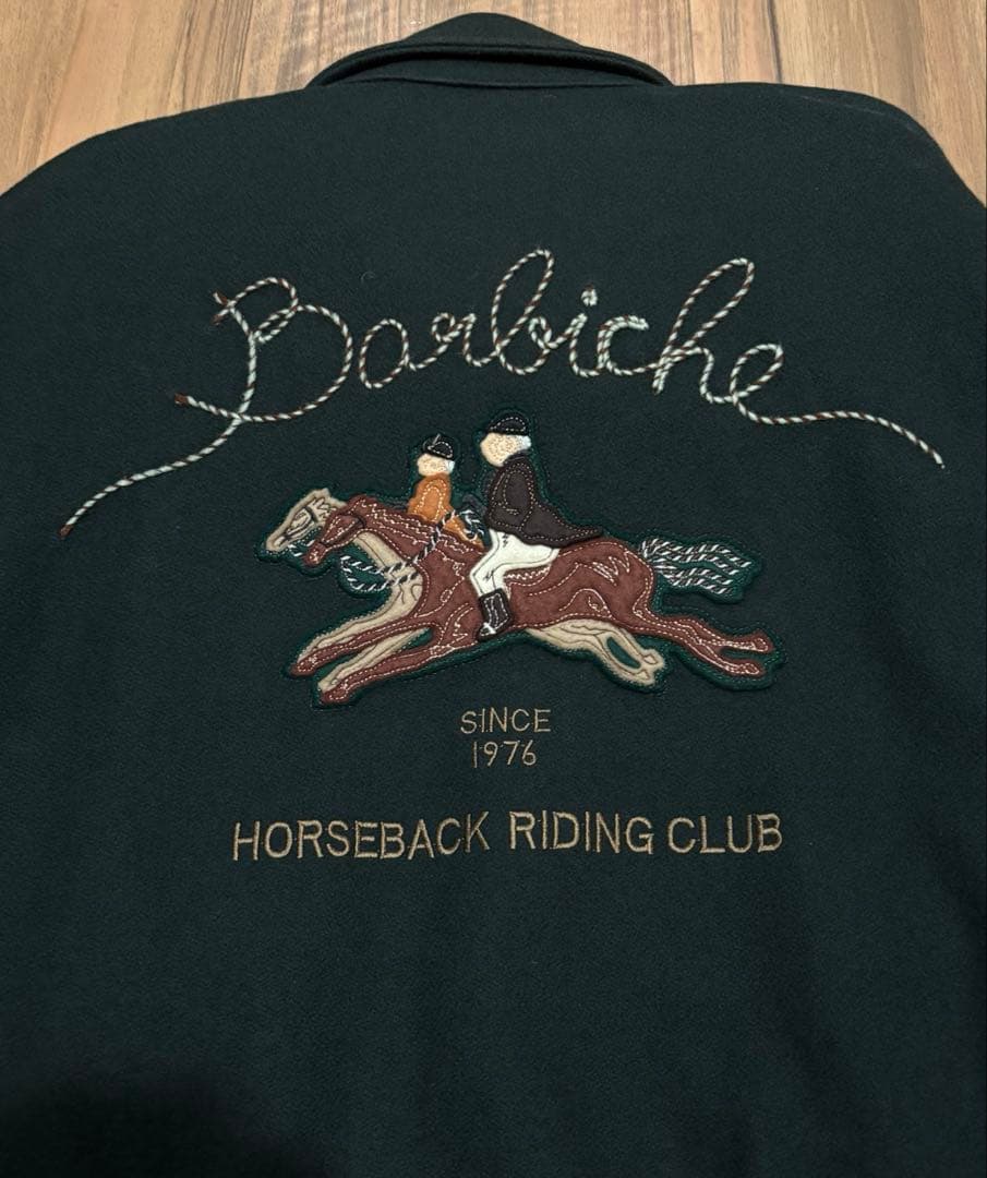 Y2K 韓国 Barbiche ウール スタジャン 緑 刺繍 ロゴ