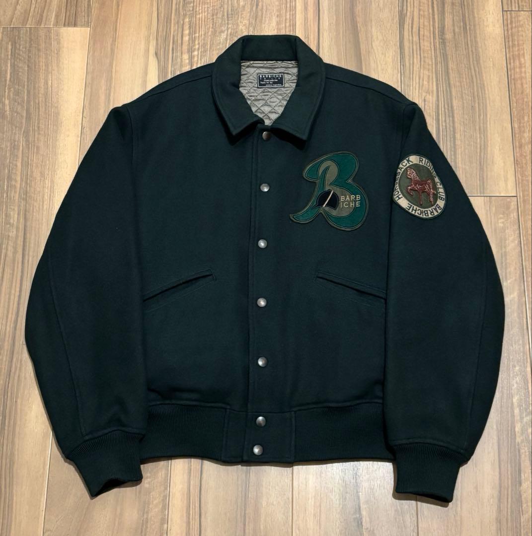 Y2K 韓国 Barbiche ウール スタジャン 緑 刺繍 ロゴ