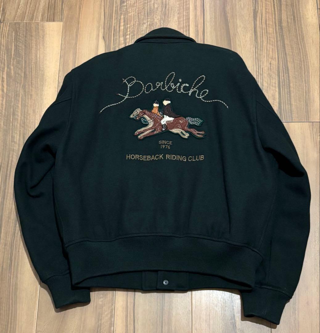 Y2K 韓国 Barbiche ウール スタジャン 緑 刺繍 ロゴ