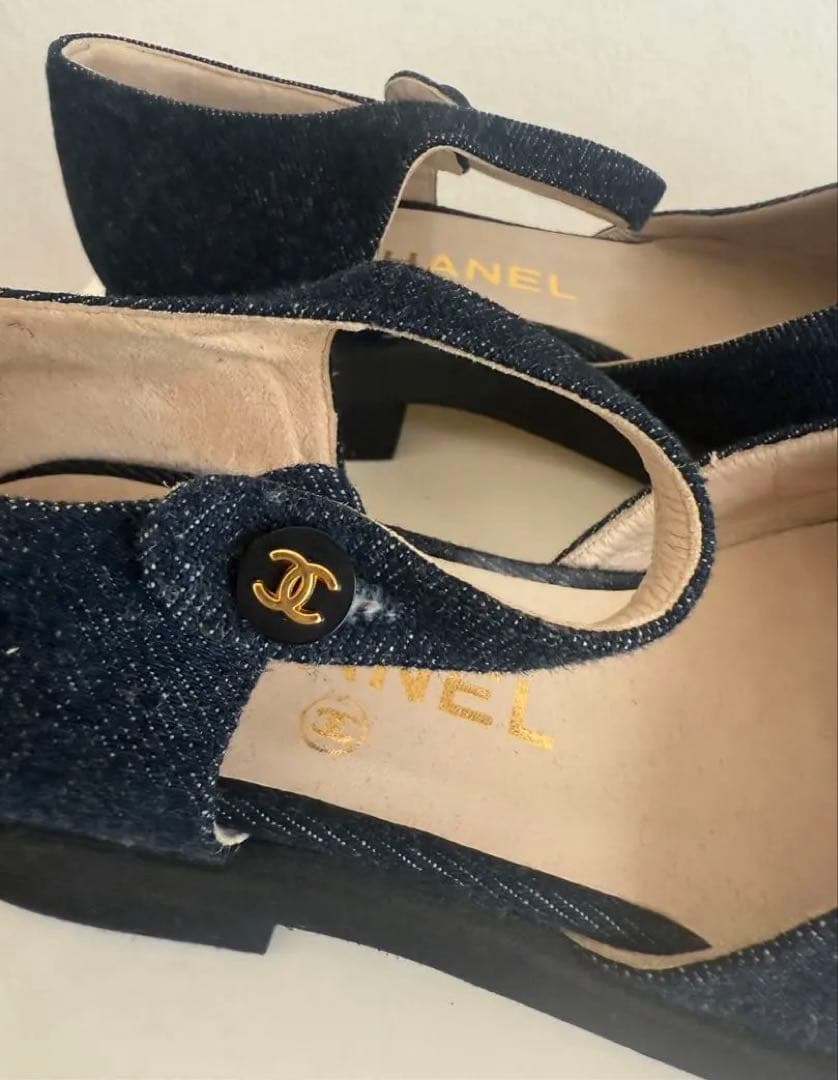 デニム×レザー　ココマークパンプス」