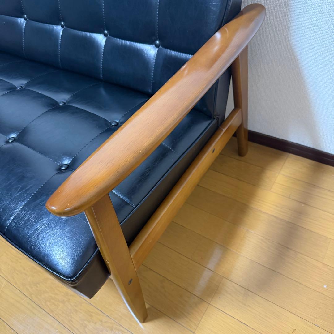 カリモク６０　Kチェア　２シーター　karimoku　レザー　ブラック　２人掛け