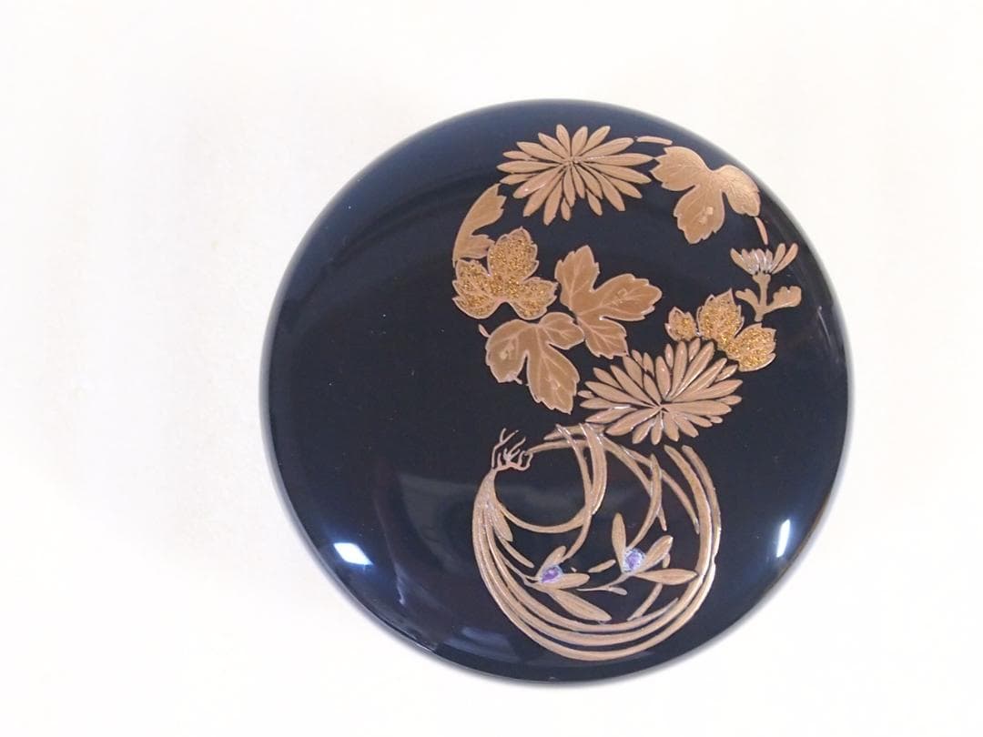 【美品】輪島塗 喜三誠志 四君子 花の丸蒔絵 平棗 薄茶器/茶入/なつめ 茶道具