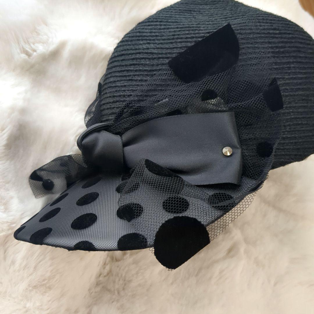 【新品未使用】CA4LA　レディース　リボンドットキャスケット黒