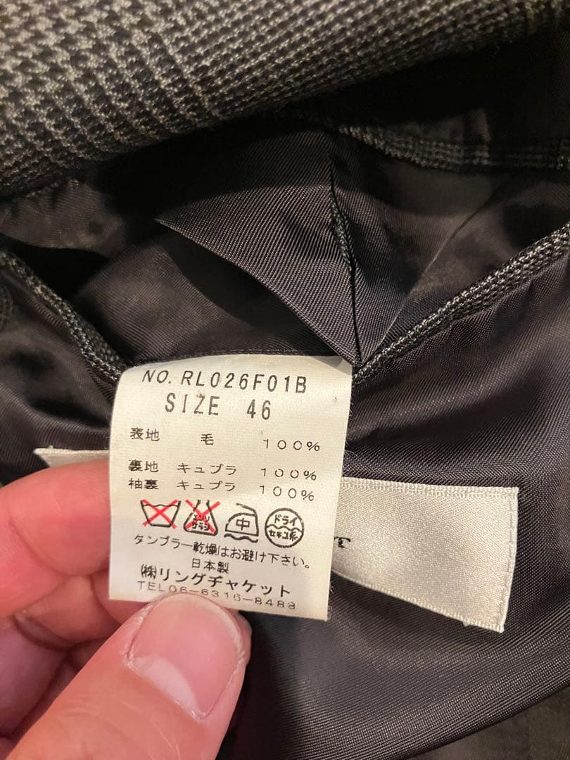RING JACKET グレンチェック柄スーツ