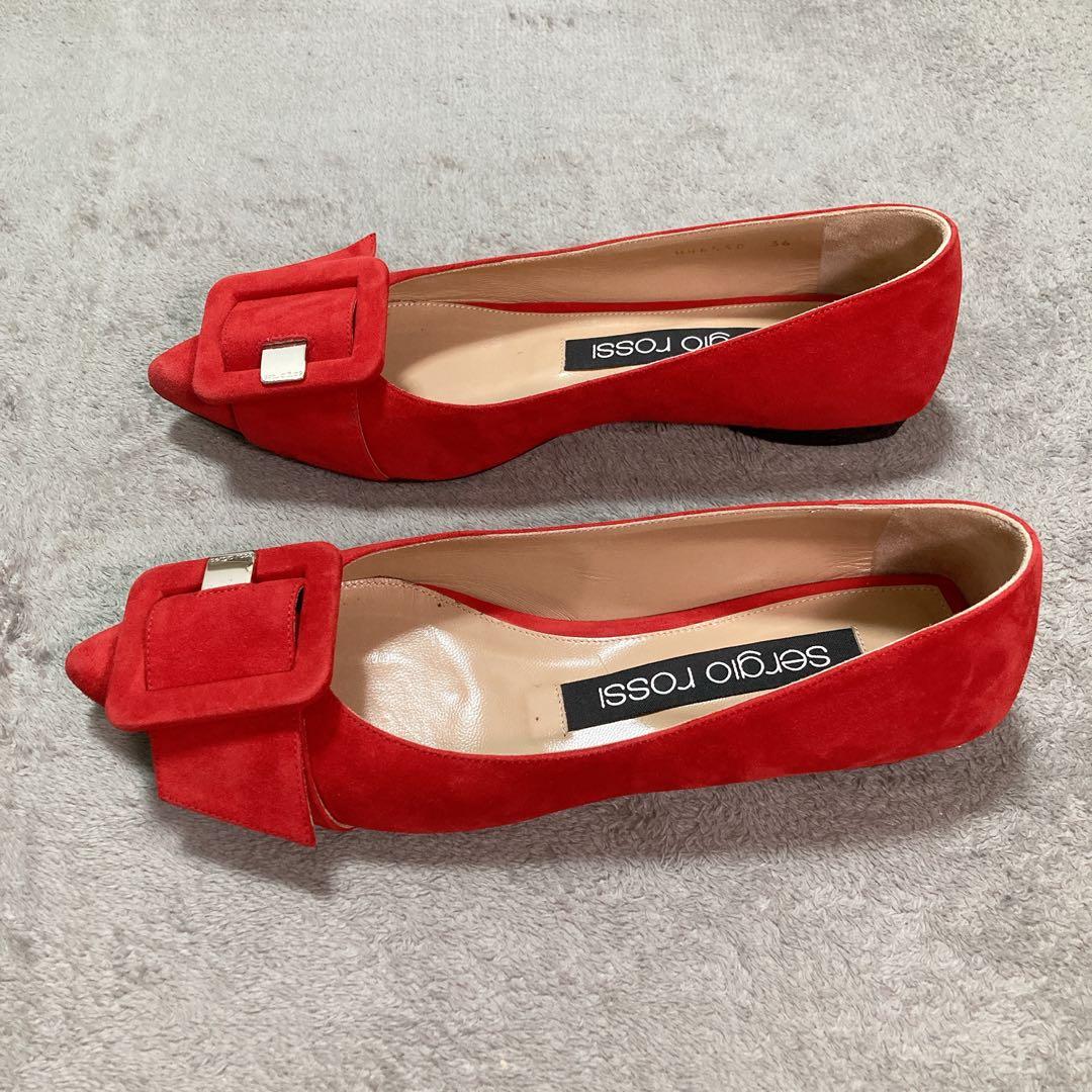 【美品】セルジオロッシ sr MILANO MIA フラットシューズ 36 赤
