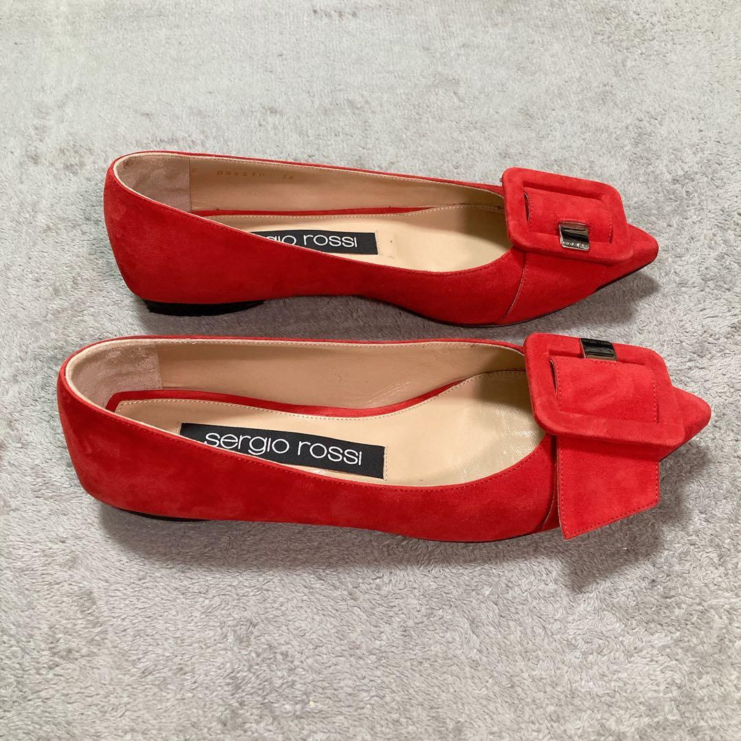 【美品】セルジオロッシ sr MILANO MIA フラットシューズ 36 赤