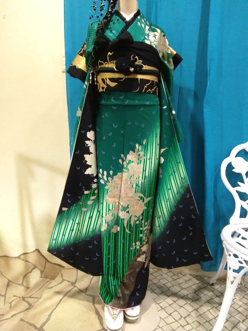 振袖フルセット、正絹振袖成人式、重ね衿、帯揚げ帯締め、西陣袋帯、長襦袢