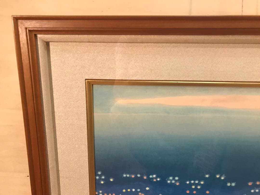 小野竹喬　「京の灯」　木版画　落款・作品証明シール有り