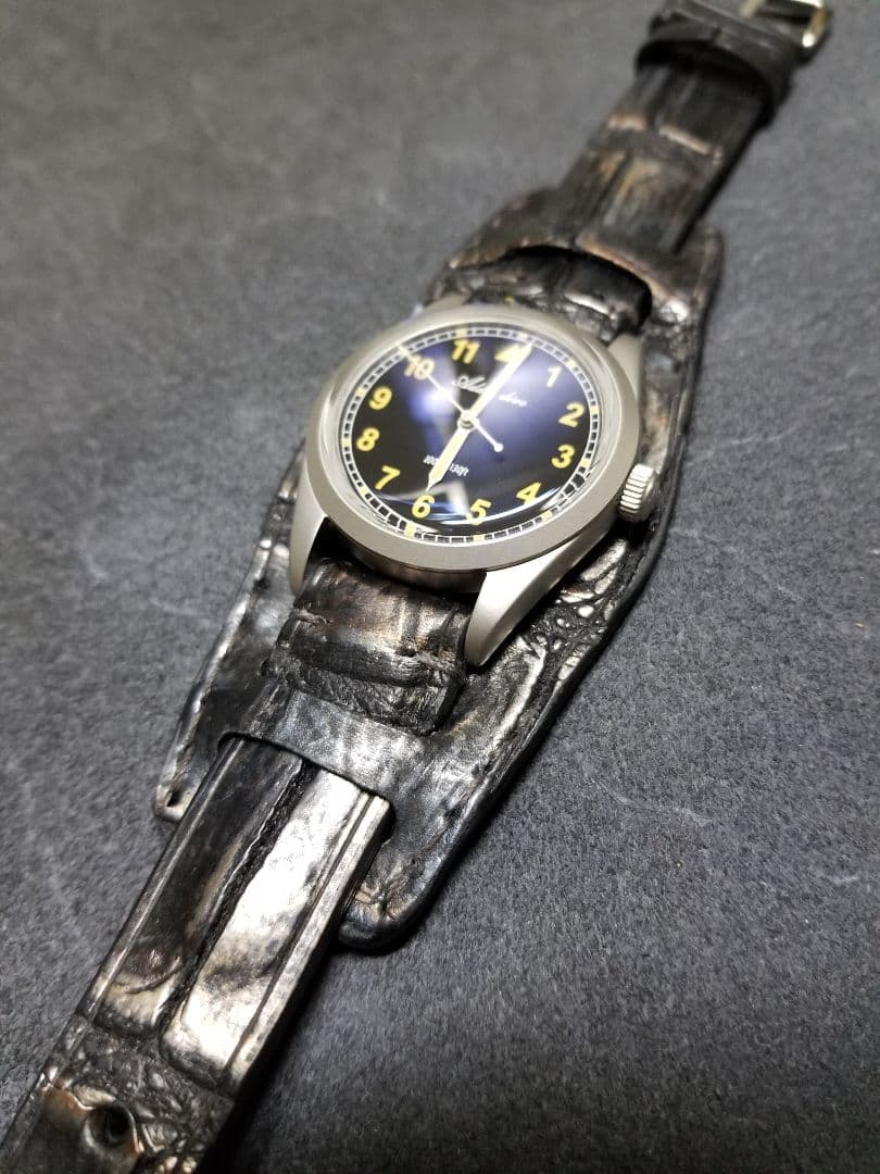 19mm 本物 クロコダイル BUND 裏側完全防水革 半艶マジョーラ