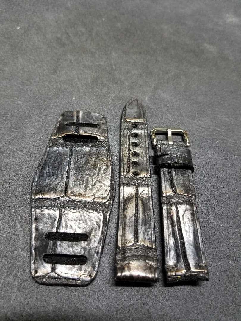19mm 本物 クロコダイル BUND 裏側完全防水革 半艶マジョーラ
