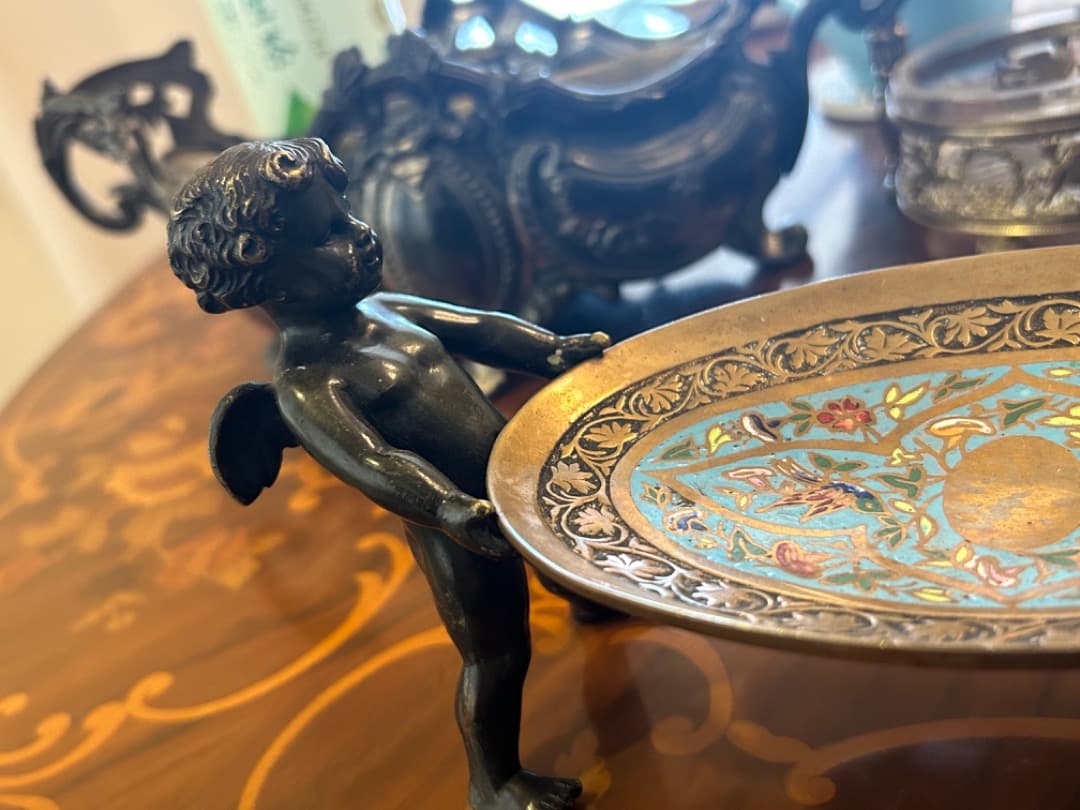 アンティーク雑貨　ブロンズ製　エンジェル　小物入れ　非常に高額品