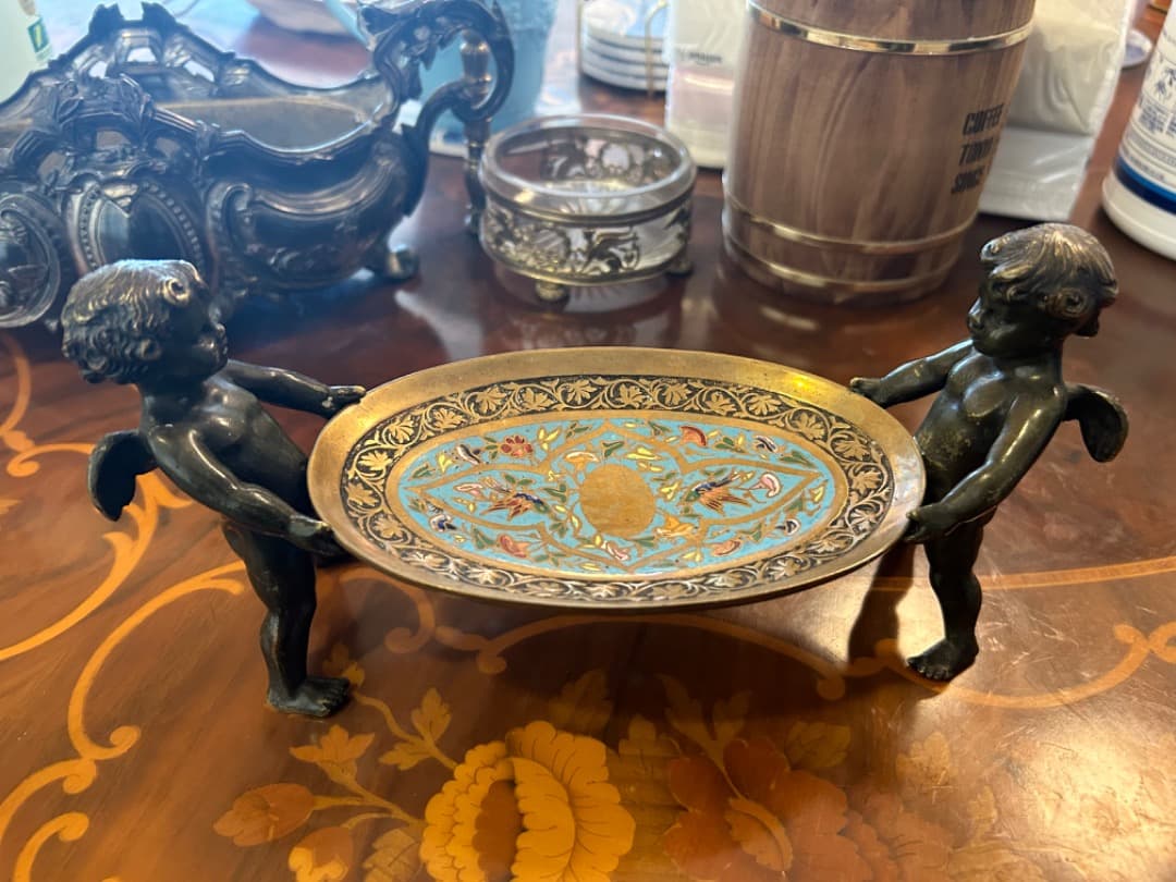 アンティーク雑貨　ブロンズ製　エンジェル　小物入れ　非常に高額品