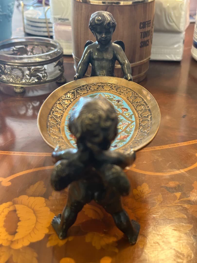 アンティーク雑貨　ブロンズ製　エンジェル　小物入れ　非常に高額品