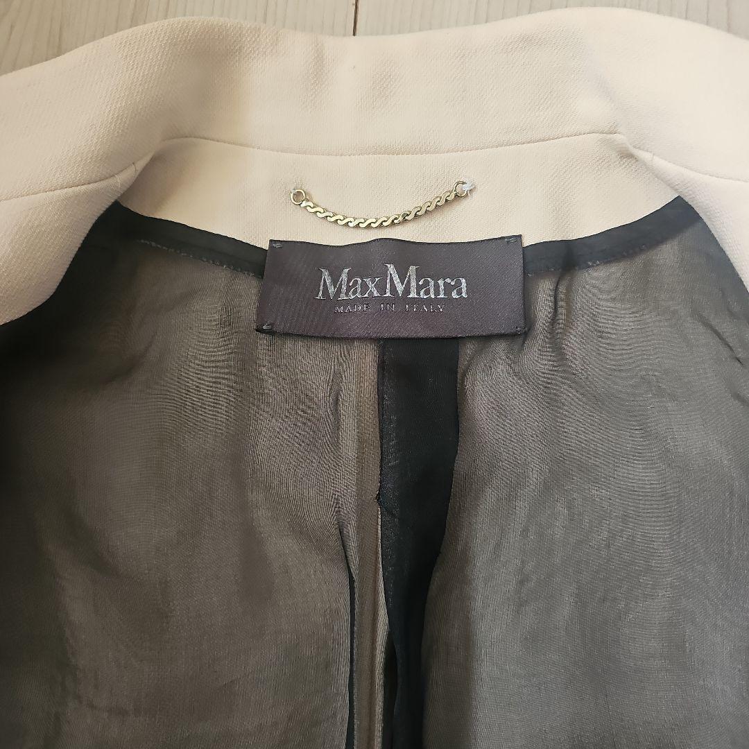 MaxMara スタンドカラー七分袖ジャケット クリーム 36