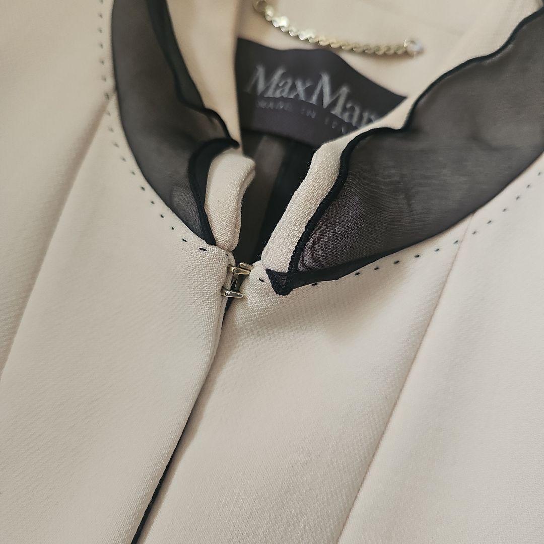 MaxMara スタンドカラー七分袖ジャケット クリーム 36