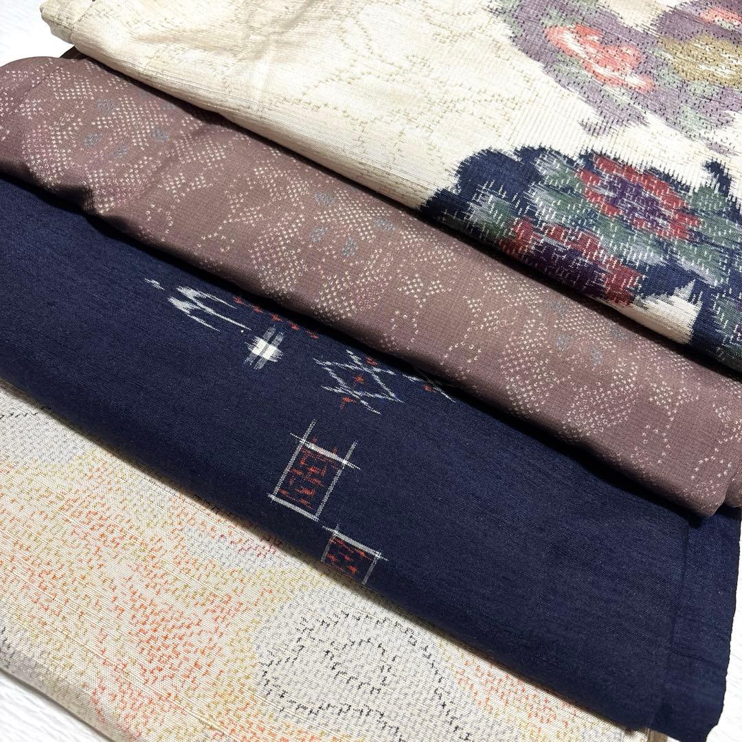 正絹　紬の着物　11枚セット　まとめ売り　リメイク材料用　大島紬　染め紬　民芸紬