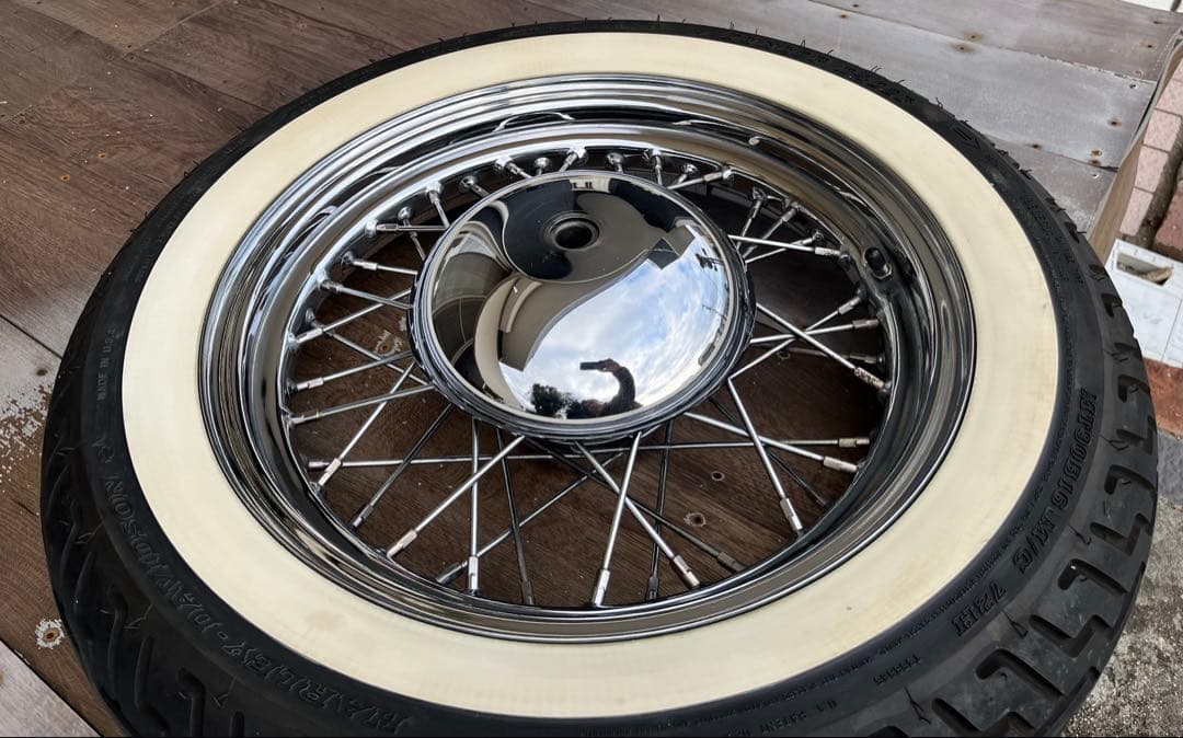 ①ハーレー FLSTCフロントタイヤホイール　ヘリテイジソフテイルクラシック