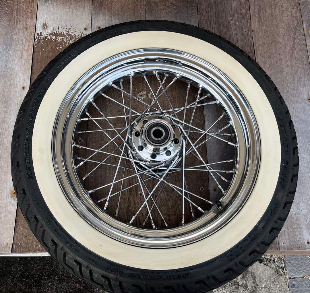 ①ハーレー FLSTCフロントタイヤホイール　ヘリテイジソフテイルクラシック
