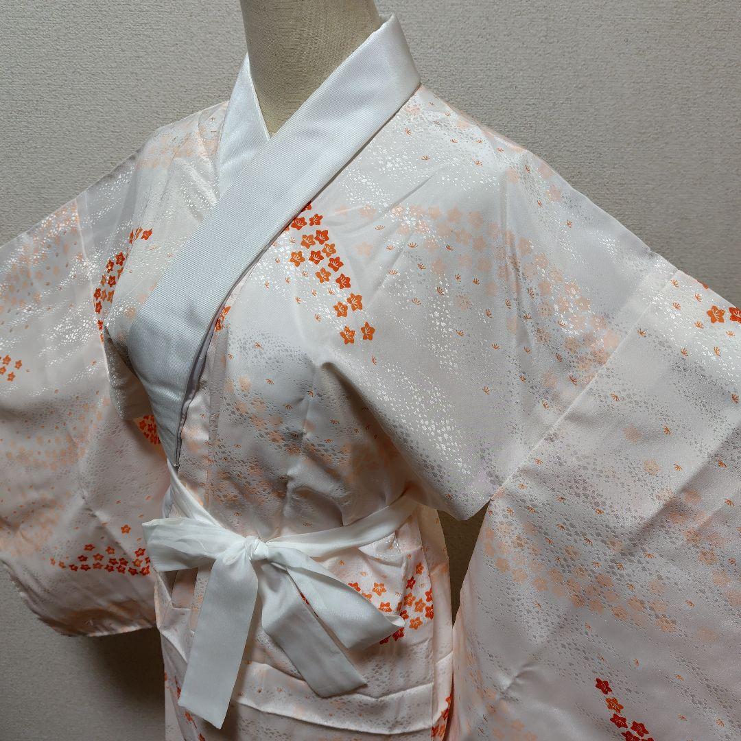 長襦袢　紙人形　半衿付　単衣　洗える　プレタ長襦袢　シルック　衣紋抜き　美品