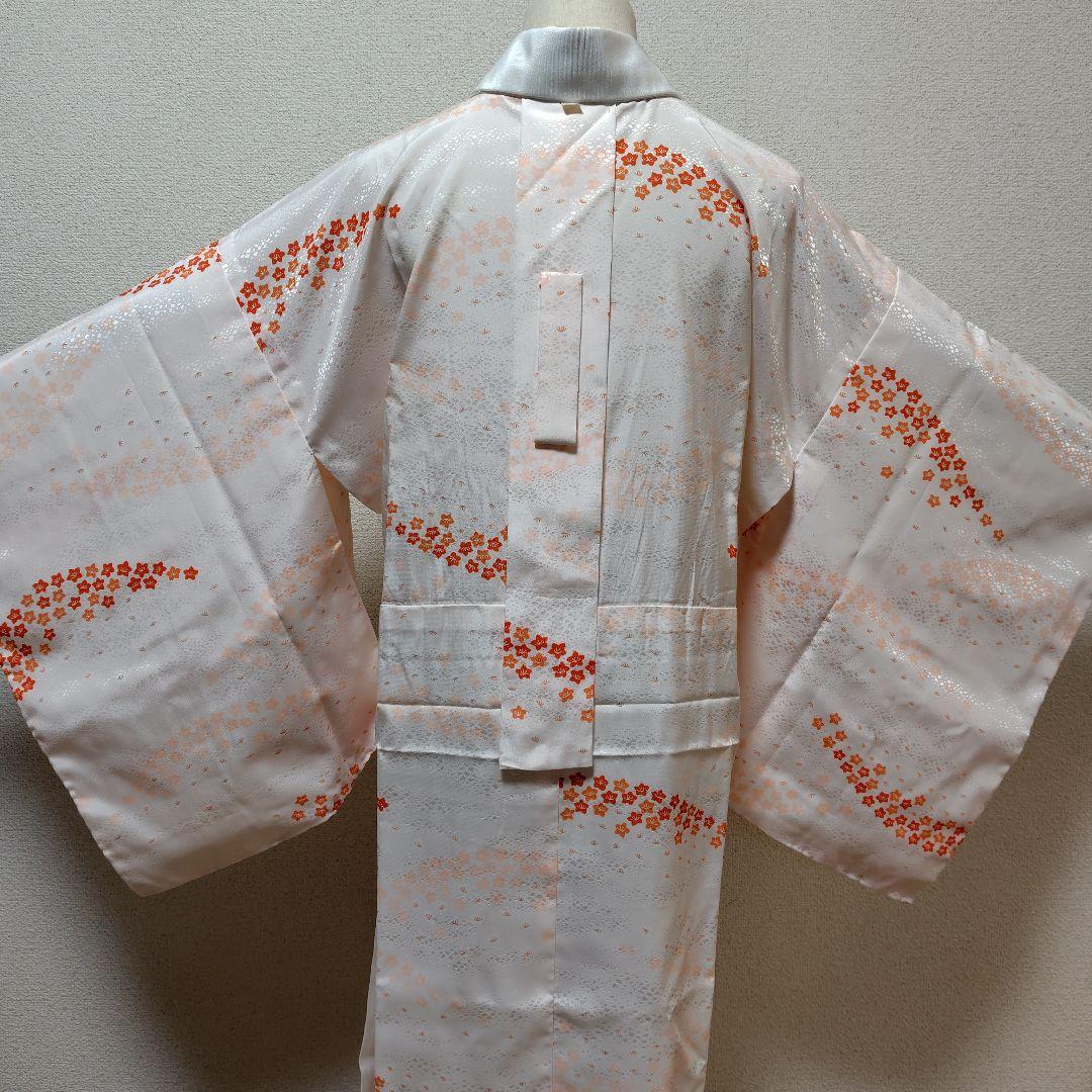 長襦袢　紙人形　半衿付　単衣　洗える　プレタ長襦袢　シルック　衣紋抜き　美品