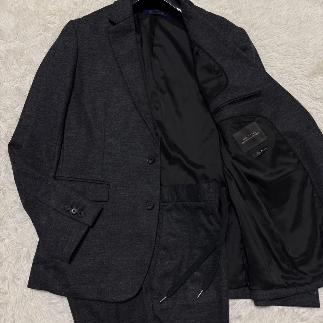 未使用級 XL✨ナノユニバース トラベルスーツ ダメリーノ ストレッチ 黒グレー