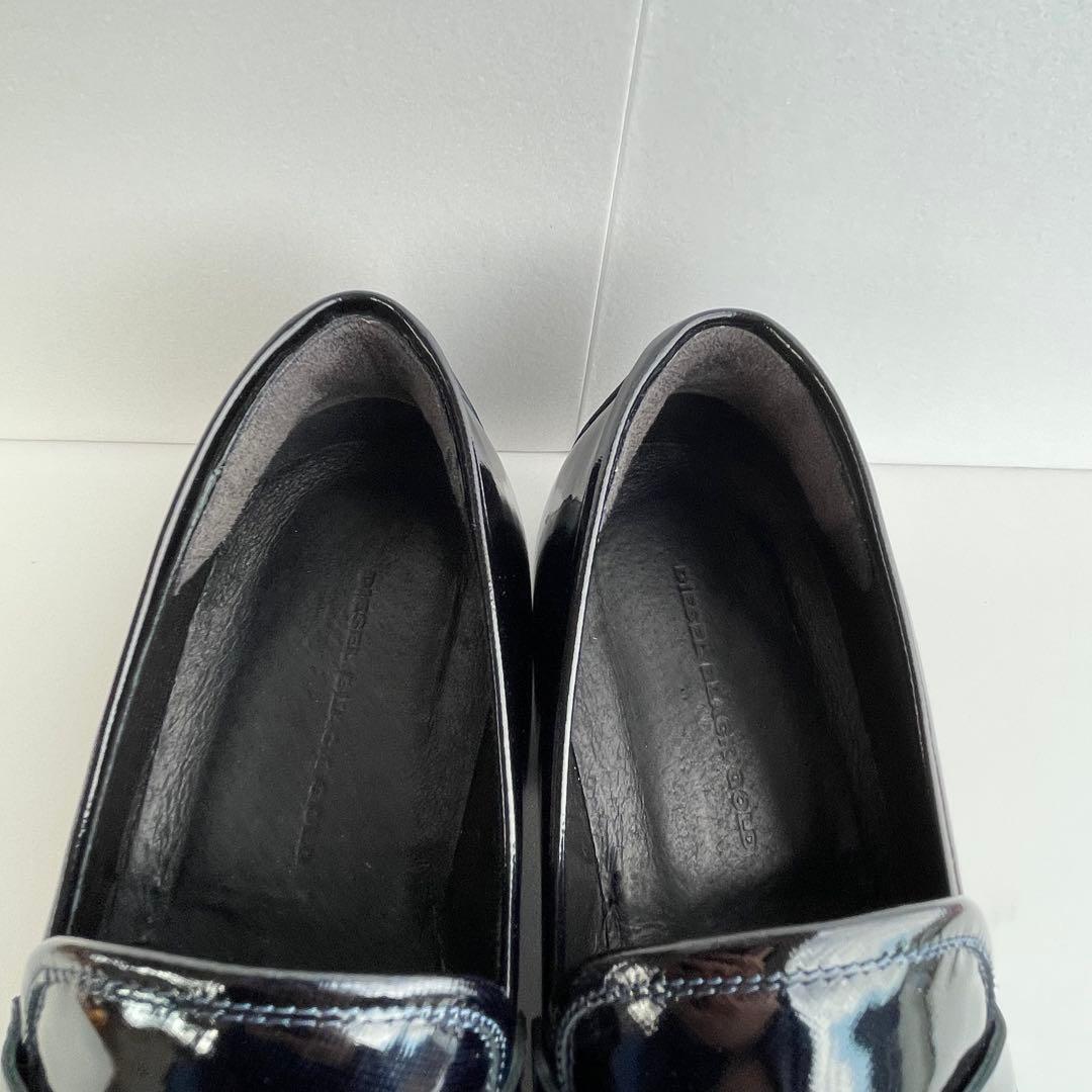 DIESEL BLACK GOLD エナメル レザー ローファー 靴 黒 27