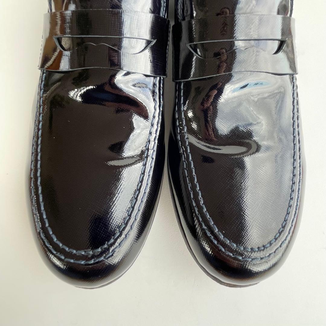 DIESEL BLACK GOLD エナメル レザー ローファー 靴 黒 27