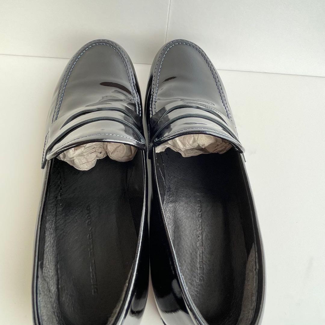 DIESEL BLACK GOLD エナメル レザー ローファー 靴 黒 27