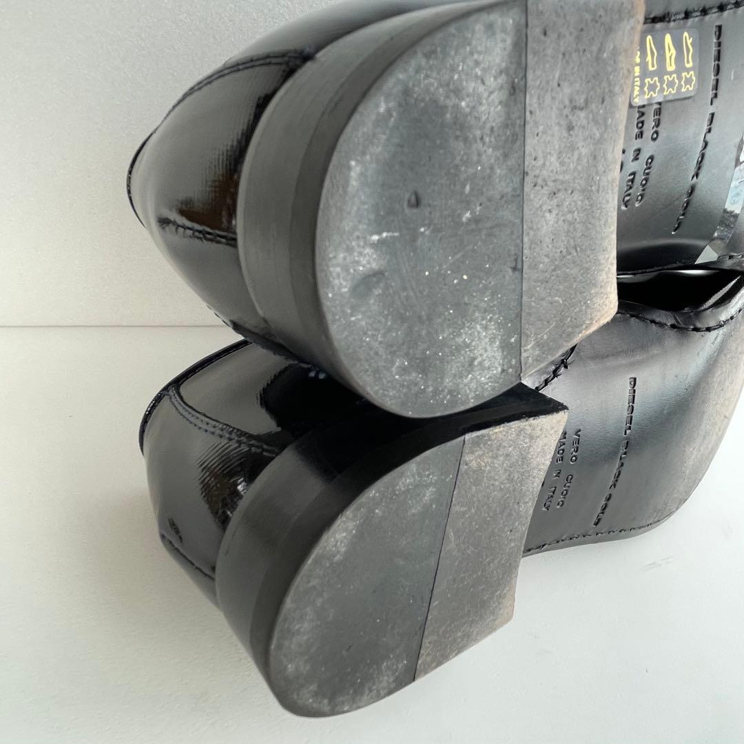 DIESEL BLACK GOLD エナメル レザー ローファー 靴 黒 27