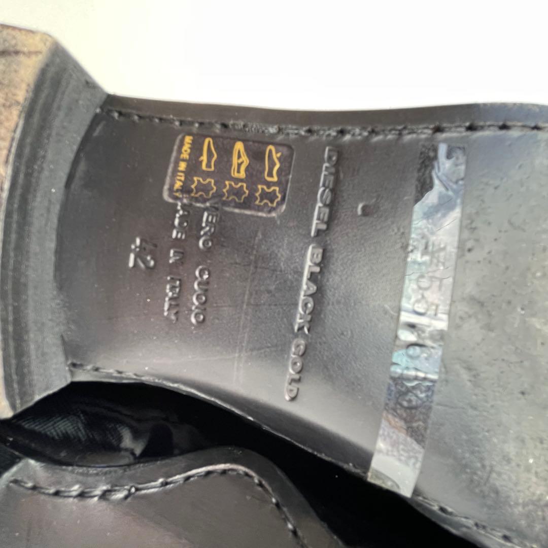 DIESEL BLACK GOLD エナメル レザー ローファー 靴 黒 27
