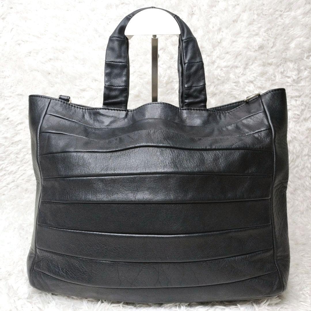 【希少】カワカワ　オールレザー　ブラック　ハンドバッグ　トートバッグ