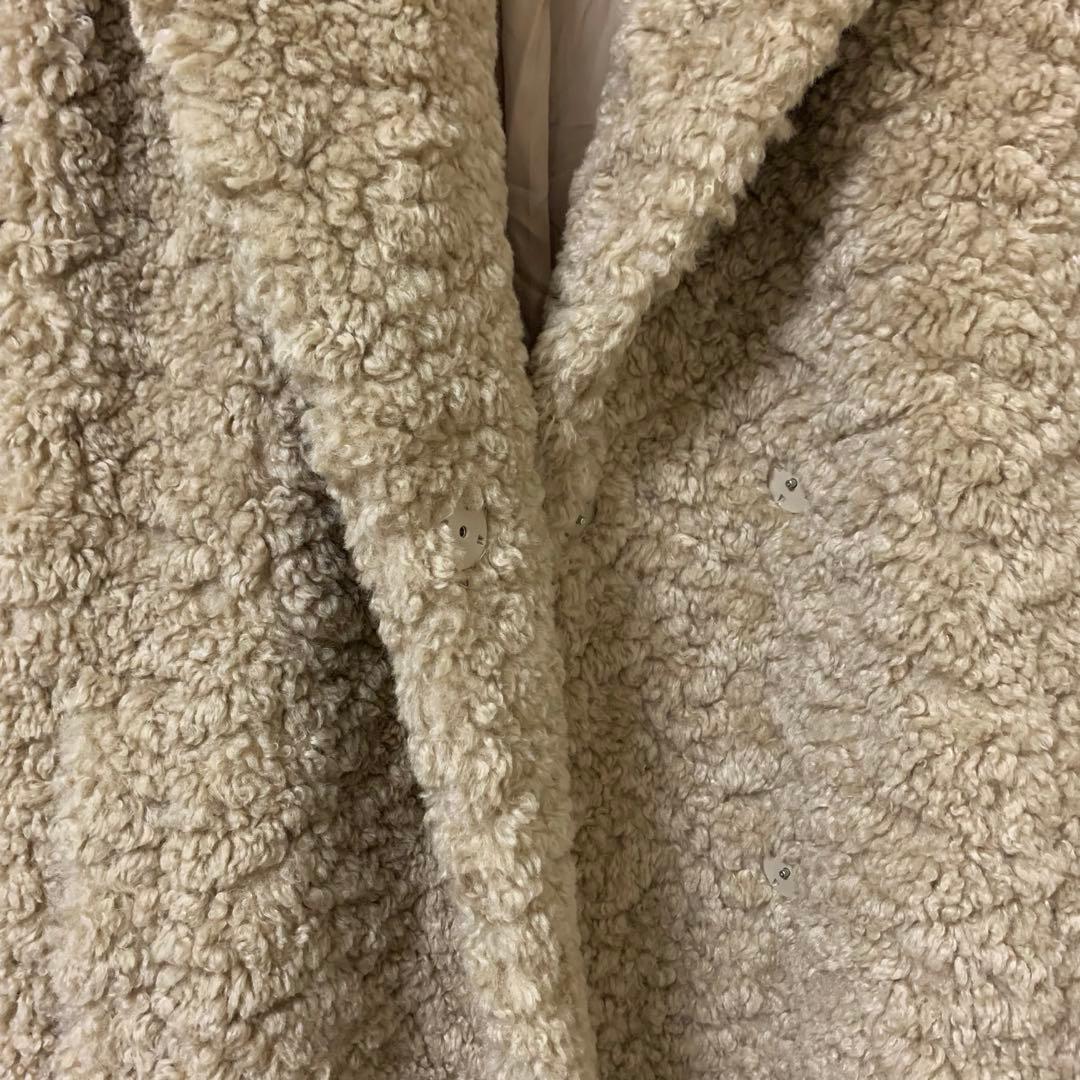 極美品ZARA ザラ テディベアコート　フェイクボアロングコート　ベージュ　S