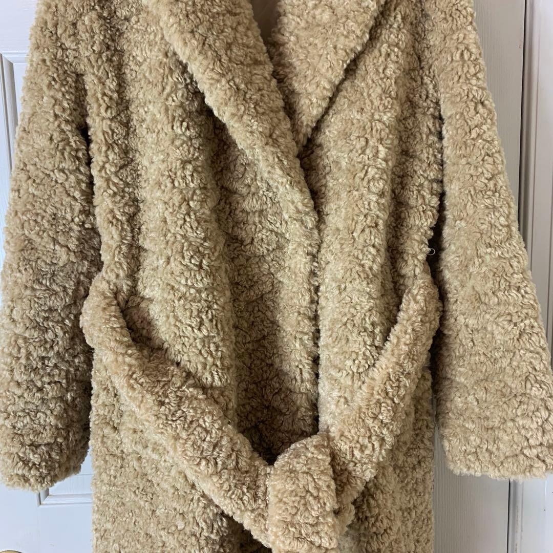 極美品ZARA ザラ テディベアコート　フェイクボアロングコート　ベージュ　S