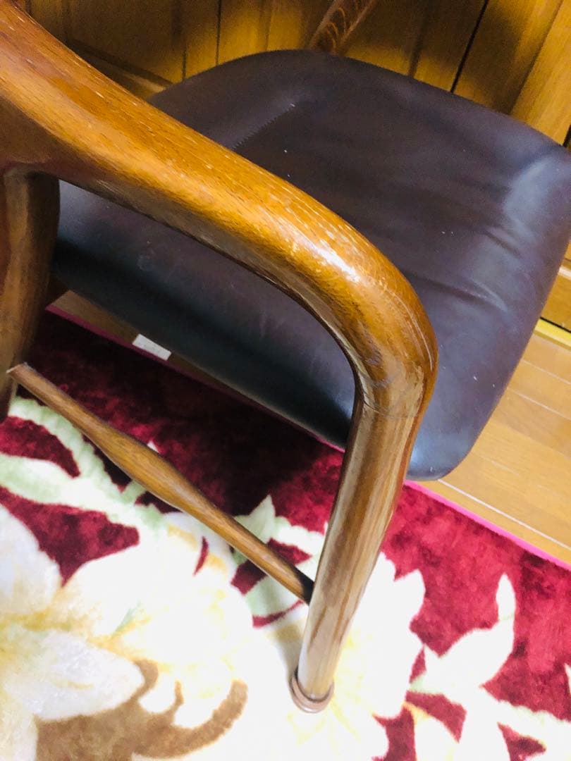 池田木工　本革　木製フレーム アームチェア 黒　①